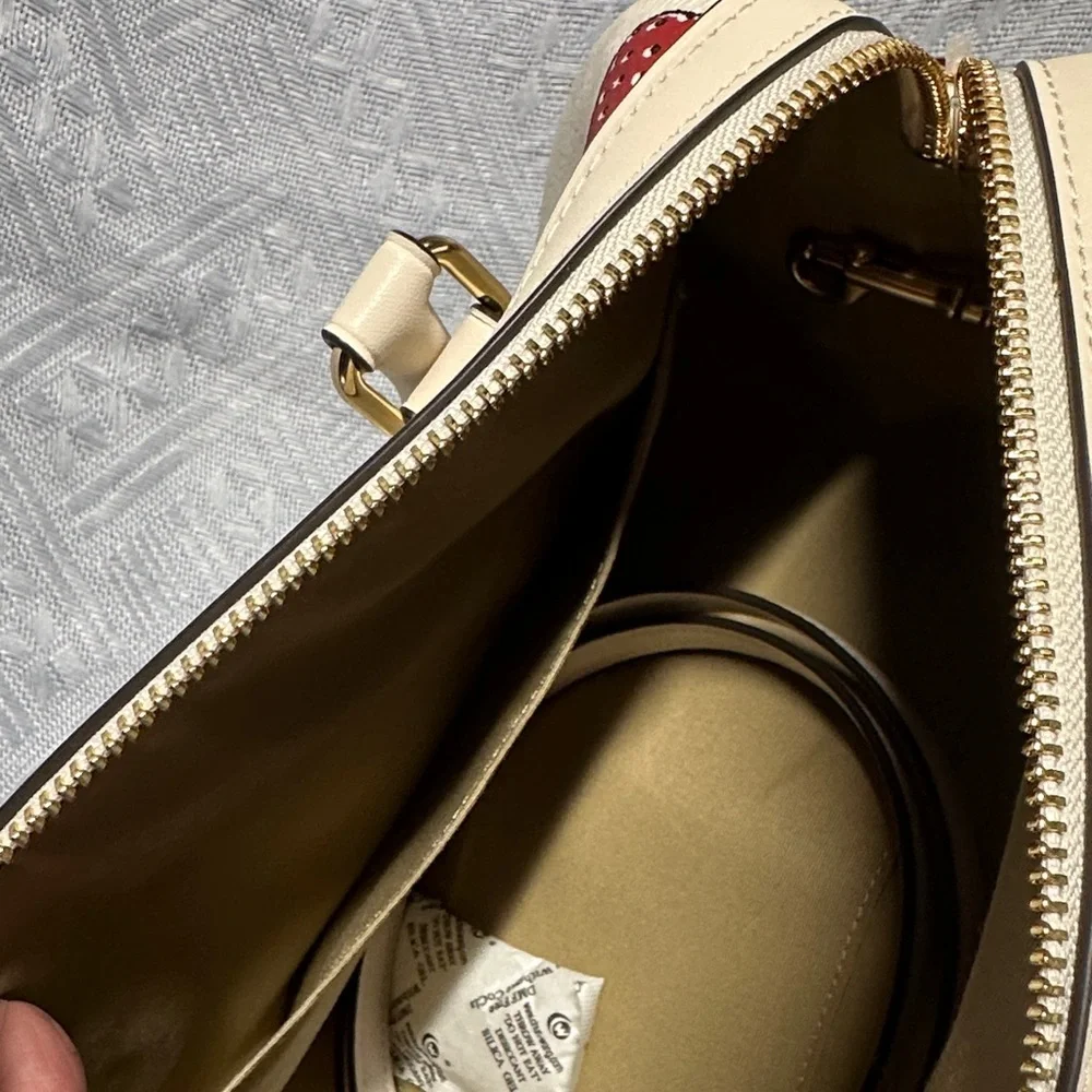 Coach Ivory Satchel with Red Strawberry Design - Picture 4 of 6